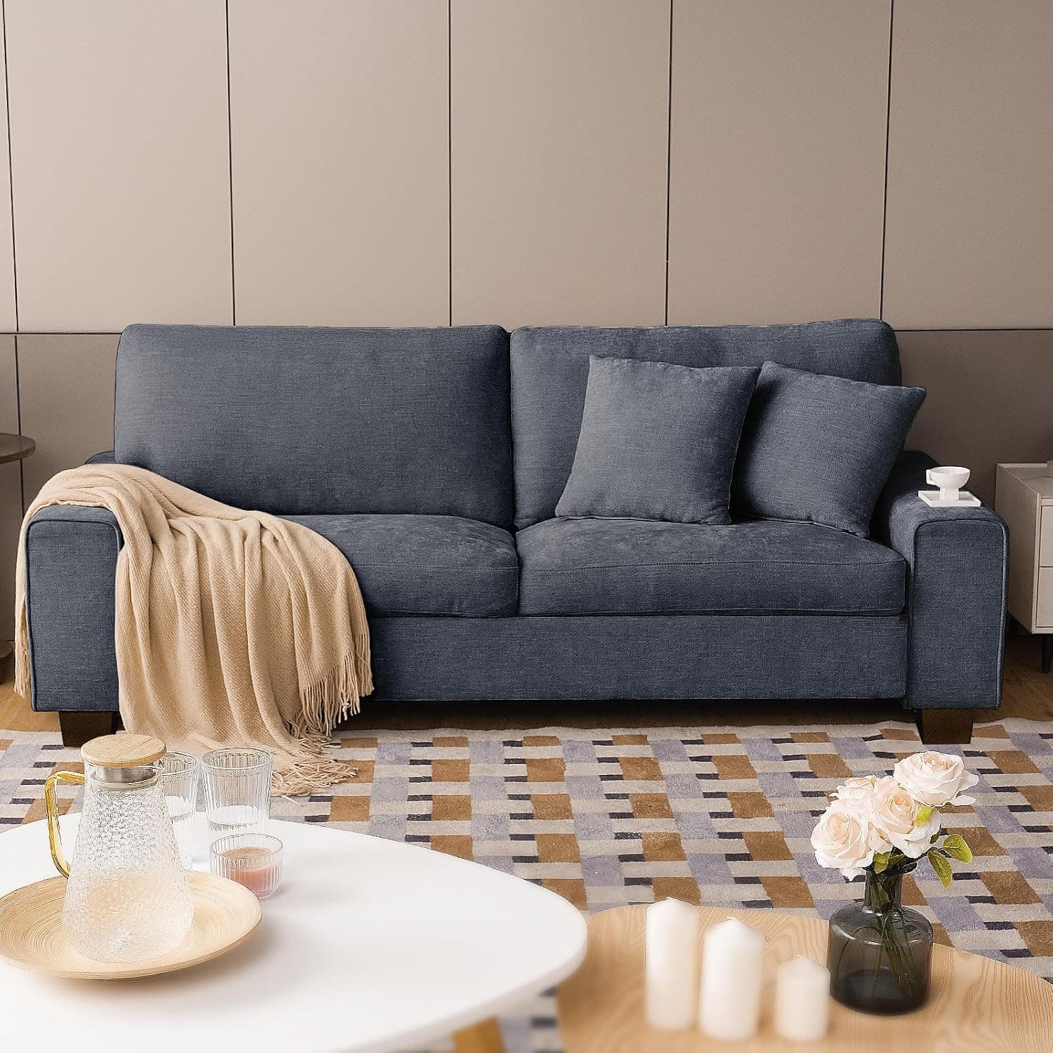DOPEDIO 71.25" Chenille Loveseat Sofa with Breathable Fabric